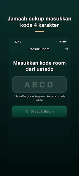Layar Safar Talk untuk memasukkan kode room empat karakter